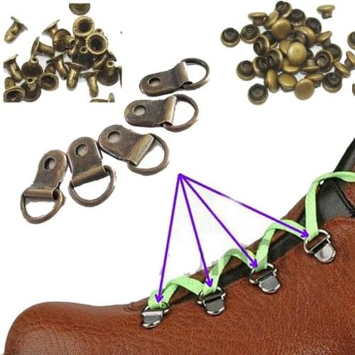 （Pack of 20 Set）Metal Steel Buckles Rivet D Ring Shoe Lace Eye Wook Boot DIY Repair Kit - Repair Climb Hunting Hiking or Work Ou