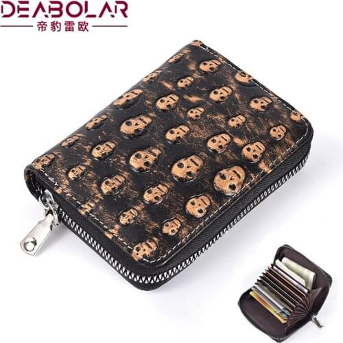 Men Organ Card Case Punk Fashion Personality PU Leather Credit Card Holder Unisex Card Case Zipper Coin Purse Men Small Wallet