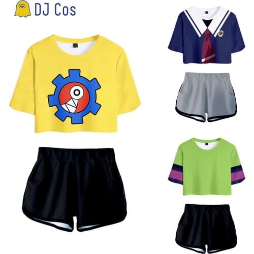 Anime SK8 the Infinity Reki Kyan Cosplay Costume Langa Miya Short T-shirt Showing Belly Sexy Summer Beach Navel Suit Jerseys