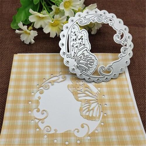 Round butterfly Lace Metal Cutting Dies Stencil Scrapbooking Photo Album Card Paper Embossing Craft DIY