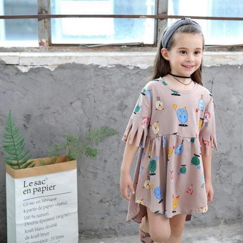 Front short back long girls summer dress casual kids childrens clothing cotton 2t 3t 4t 5 6 7 years old