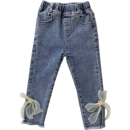 Fashion Spring Autumn Kids Jeans for Girls Lovely Children Demin Boot Cut Pants Casual Trouses Child Girls Jeans Pants for Baby