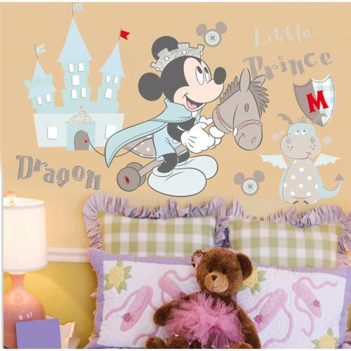 Cartoon mickey mouse prince castle dragon wall stickers for kids rooms home decor disney wall decals pvc mural art diy posters