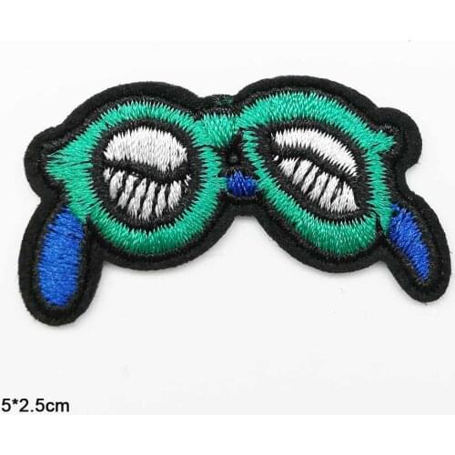 Cartoon Glasses Iron On Patches Embroidered Clothes Patch For Clothing Clothes Stickers Garment Apparel Accessories