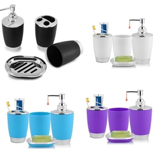 4Pcs/Set Bathroom Suit Set Bathing Accessories Goods Includes Soap Box Cup Toothbrush Holder Soap Dispenser Soap Dish Set