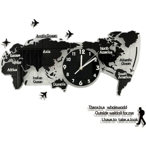 Nordic Modern Minimalist Creative World Map Wall Clocks Living Room Luminous Decoration Clock Acrylic 3D Wall Clock Home Decore