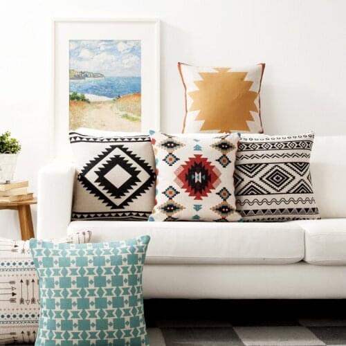 Nordic Black Geometric Cushion Pillow Cover Decorative Home Decor Decoration Sofa Pillowcase