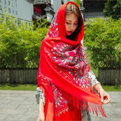 New fashion Chinese style Embroidery shawl women scarf winter and summer fashion scarf Scarves Wraps Female