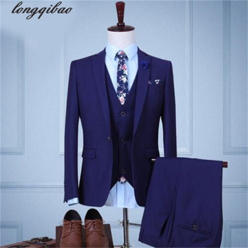 New mens fashion casual suits sets / male business casual solid color One button suit jacket blazers sets TB7499