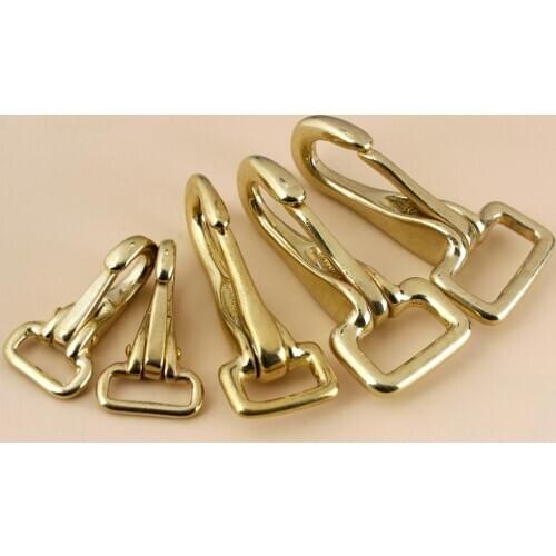 Solid Brass Halter Snap Hook Bag Clasp Dog Collar Pet Leash Rope Strap Webbing Clip Leather accessory