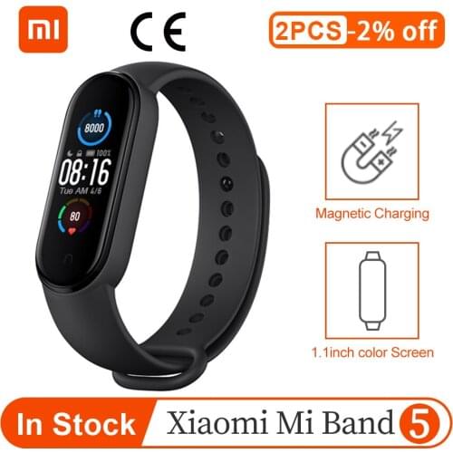 Original Xiaomi Mi Band 5 Smart Bracelet 4 Color Bracelet 1.1" AMOLED Screen 24h Heart Rate Fitness Tracker Smart Band 5