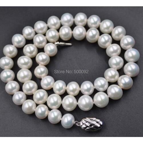 Natural color 9mm near round freshwater rare pearl necklace free shipping