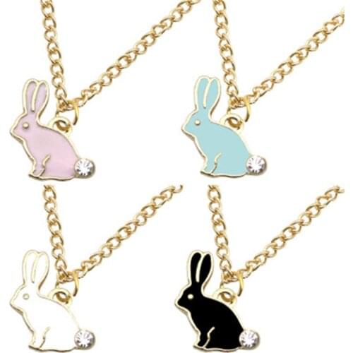 Rabbit Necklace Bunny Crystal Pendant Necklace Jewelry Accessory for Women Girls