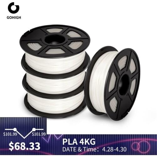 GOHIGH PLA Filament 4 Rolls 1.75MM 3D Printing Materials Printer Refills Sublimation Bank 100% No Bubble