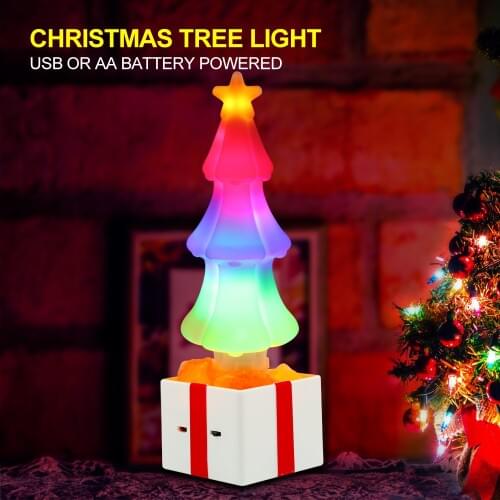 Christmas Tree LED Light RGB Flash With Crystal Salt For New Year Home Party Indoor Decoration