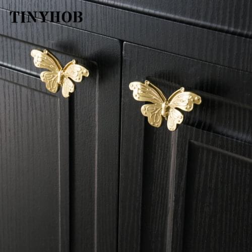 French Butterfly Kitchen Cabinet Pulls Drawer Pulls Nordic Cabinet Knobs Gold Door Handles and Knobs Brass Furniture Accessories