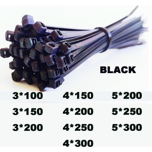 Self-Lock cable ties Plastic Nylon Wire ties Cable Zip Ties 3*100 3*150 3*200 4*150 4*200mm 100pcs Nylon Ties Fasten Loop Cable