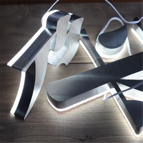 Custom Made Stainless Steel Back Lighted LED Letters for Shopfront, Metal Shop Name Signages, Backlit Store Signs Logo