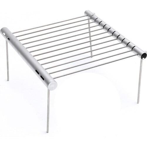 Stainless Steel Outdoor Picnic BBQ Grill Holder Camping Hiking Portable Barbecue Oven Rack Mini Pocket Cooking Accessories