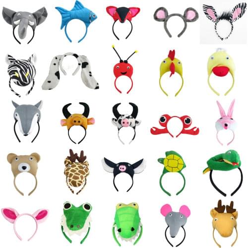 Children Adult Cartoon Halloween Animal Ear Headband Hairband Baby Shower Cosplay Headwear Birthday Party Gift Christmas