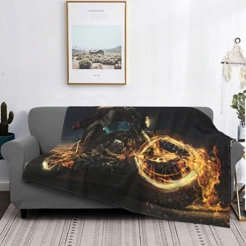 Bikers Ride Motorcycle On An Empty Road At Night Blankets Fleece Winter Cool Soft Throw Blanket for Bed Travel Bedding Throws