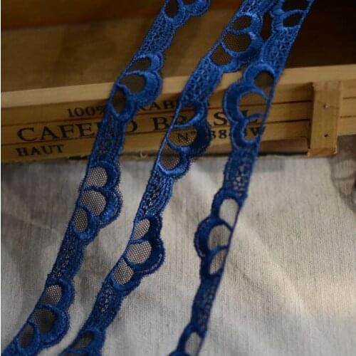 10 Meters Embroidery Lace Trims Fabric Deep Blue Thin Lace Trims 1cm DIY Patchwork Craft Free Shipping