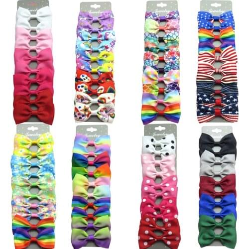 10PCS/SET With Card 5 Colors Boutique Grosgrain Ribbon Girl Bows Hair Clips Bow Hair Accessories Creativity Hairpin Headwear NEW