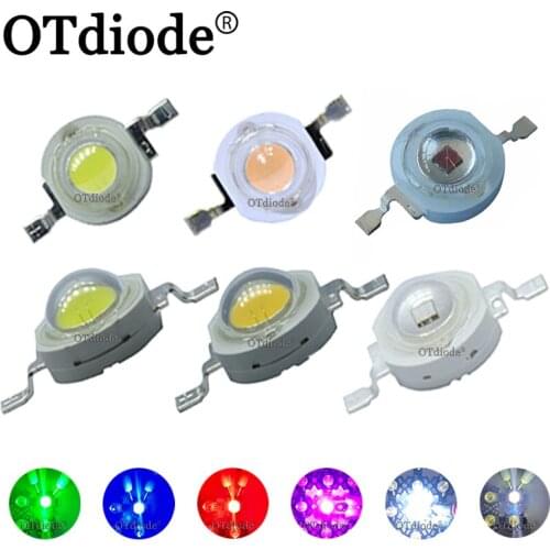 100pcs 1W 3W LED High Power LEDs Cold White Natural White Warm White RGB Red Green Blue Yellow Light Source