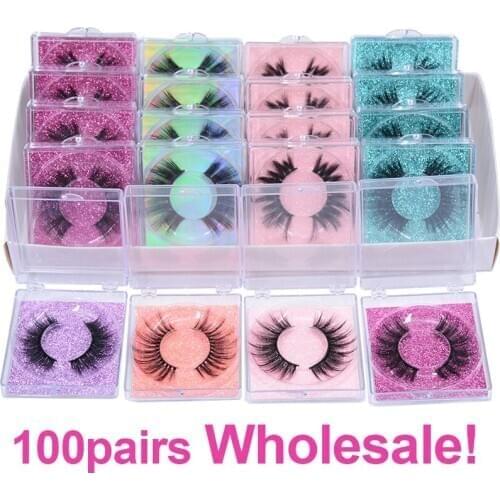 50/100 Pairs Private Label 3D 8D Nature Eyelash Wholesale Vendors 5D Soft Fluffy Wispy Eyelashes in Bulk with Promotion Price