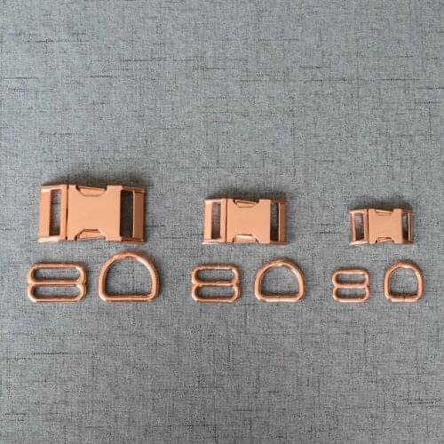 50 Sets 15mm 20mm 25mm Rose Gold Webbing Metal D Ring Clasp Release For Pet Dog Collar Bag Backpack Sewing DIY Accessory