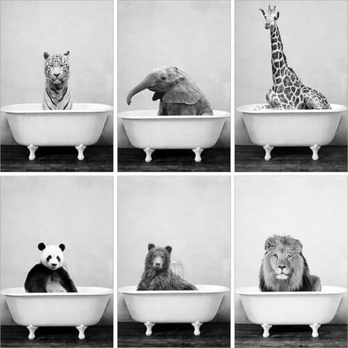 Huacan 5D DIY Diamond Painting Lion Tiger Giraffe Diamond Mosaic Embroidery Black And White Animals Needlework Home Decor