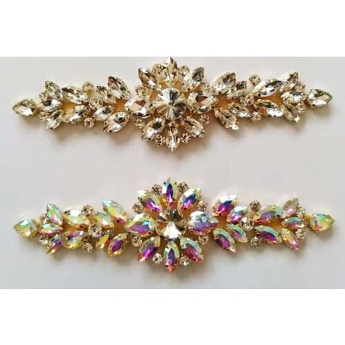 Free Shipping 6pcs/lot 18.5cm Rhinestone Applique Bridal Sash Rhinestone Patch LSAP1208