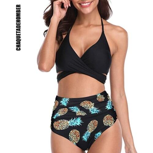 High Waist Bikinis 2021 Sport Print Push-Up Womens Swimming Suit Summer Polyester Brazilian Bathing Suit Two Pieces Beachsuit