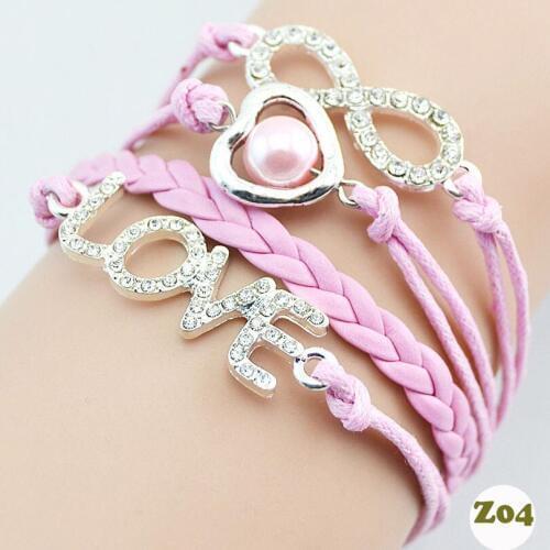 Infinity Bracelets love heart shining Multi Layer Braided Bracelet Charm Bracelets Rhinestone 8 bracelet women girls