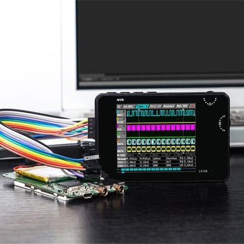 Digtial Logical Analyzer LA104 USB Mini 4 Channels 100Mhz Max Sampling Rate Built in 8MB Flash Storage 2.8" Oscilloscope