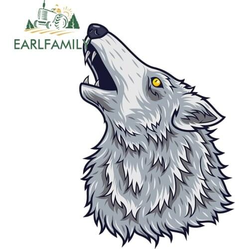 EARLFAMILY 13cm x 9.1cm for Cartoon Angry Wolf Head Decal DIY Motorcycle Car Stickers Fashion Occlusion Scratch Decoration