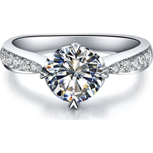 F VS1 Test Positive White Gold Jewellery 14k 0.6CT Moissanite Carbon Ring Jewelry Engagement for Women 14k Ring Prongs Heart