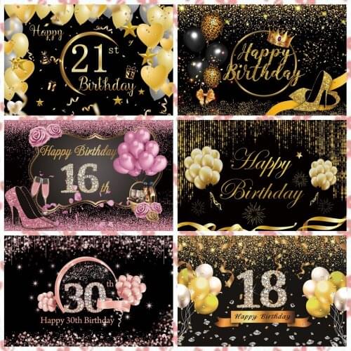Laeacco Happy Birthday Balloons Photophone Photo Backdrop Party Decro Baby Portrait Customized Photography Background Photozone
