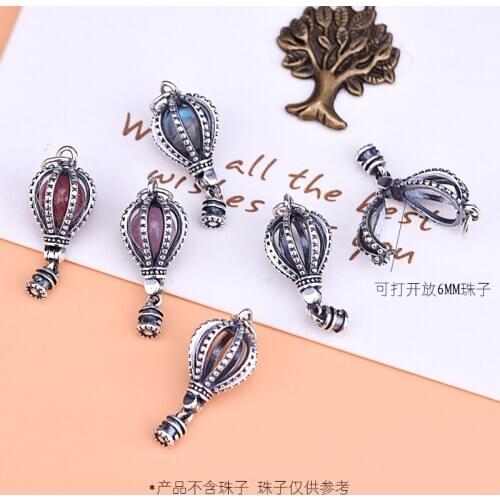 925 sterling silver hot air balloon accessories, can open the beads pendant, handmade DIY string beads material accessories