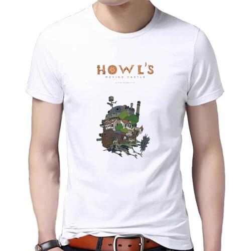 Hayao Miyazaki Howls Moving Castle Spiral Anime T Shirts Men Short Sleeve Tops Tee Figure Howl Calcifer Sophie Poster COSPLAY