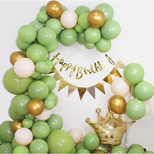 INS Size Fresh Double Layer Avocado Color Balloon Chain Background Wall Male and Female Baby Years Old 100 Days Decor Balloons