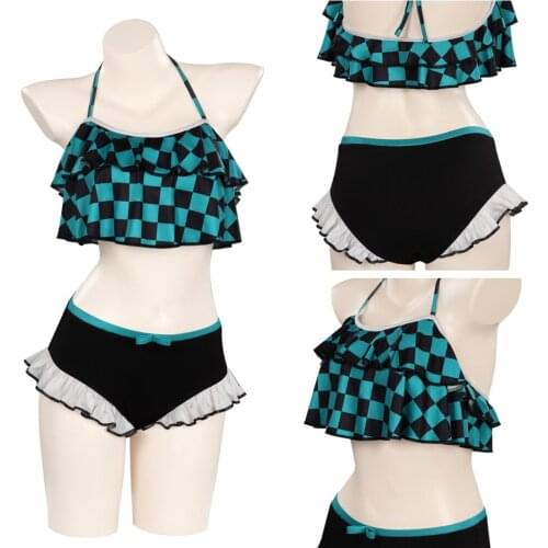 Anime Demon Slayer -Kamado Tanjirou Cosplay Costume Swimwear Outfits Halloween Carnival Suit
