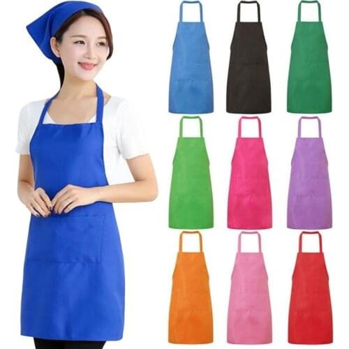Cooking Kitchen Apron with Pockets Adjustable Cotton Polyester Blend Cook Kitchen Restaurant For Woman Men Chef Waiter Dress