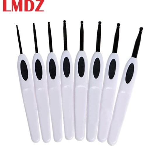 LMDZ 8PCS/Set 2.5mm-6.0mm Plastic Non-slip Handle Aluminum Crochet Hooks Knitting Needles Knit DIY Crafts Loom Tool