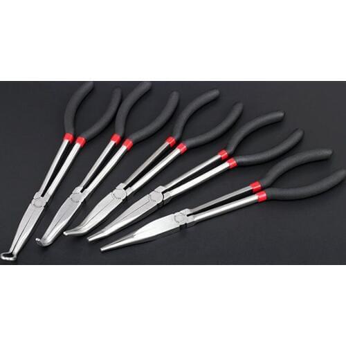Multi Tool Long Handle Bent Nose Pliers Long Needle Nose Pliers Side Cutter Forceps Precision Work Repair Hand Tool