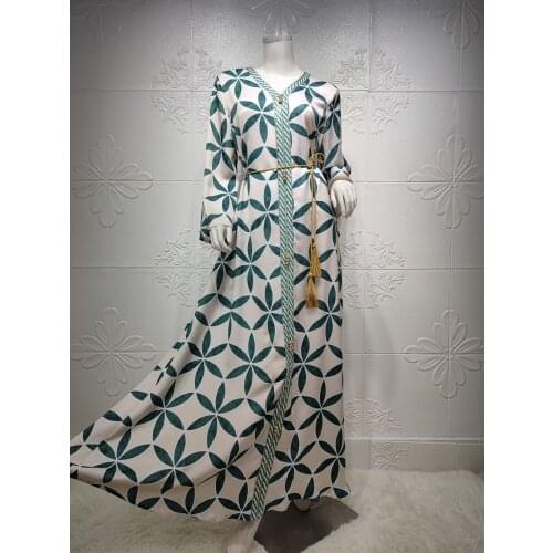 Fashion Muslim Long Dress Plus Size Women Print Abaya Dubai Evening Party Robe New Moroccan Kaftan Turkey Arabic Jalabiya