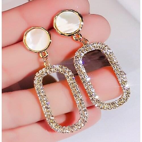Fashion Temperament Light Wind Simple Earrings Female Personality Wild Rhinestones High-End Earrings Jewelry Gift