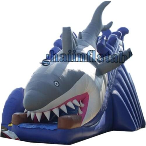 Inflatable amusement park giant shark slide inflatable water slide for sale