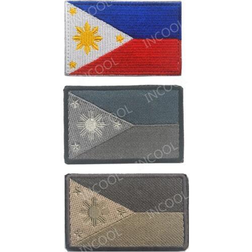 Philippine Flag Embroidery Patch Philippinese Tactical Military Patches Emblem Appliques Embroidered Badges Drop Shipping