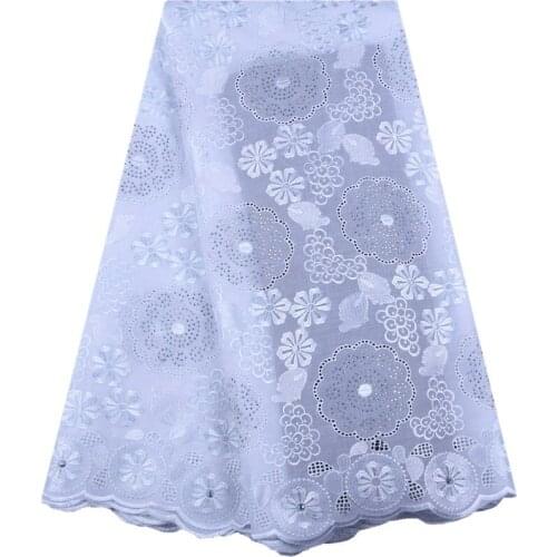 Nigeria Latest Swiss Voile Lace In Switzerland High Quality Swiss Cotton Lace Fabric Top French Lace With Stone For WeddingF1559
